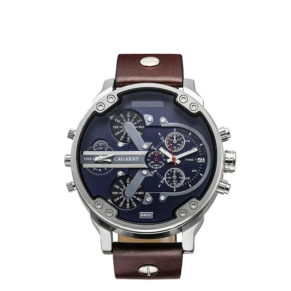 Luxury Top Brand Men's Big Dial Watch | Fashion Leather Band Quartz Wristwatch | Date Function Iced Out Watch | Relogio Masculino 2026 | Caratix - CaratixJewelry
